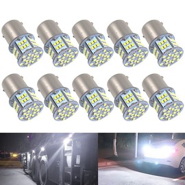 S25 LED Single Pin Angle 180 Degree (P21W 1156 G18 BA15S) 24V 12V Blast White Back Lamp Truck Side Marker Sphere Turn Signal Position LED Light Set of 10