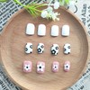 Square Press on Nails Short Fake Nails with Black Flower