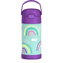 THERMOS FUNTAINER - Botella de acero inoxidable con aislamiento al aspiradora para niños, 12 onzas, arco iris