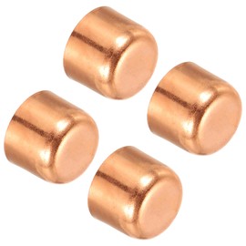 PATIKIL 5/8 Inch ID Copper Pipe End Cap, 4 Pack Copper Fitting Cap Sweat Plug Solder Connection for Plumbing HVAC Air Conditioner, Copper Tone