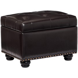 FIRST HILL FHW Deep Tufting Storage Ottoman, Espresso
