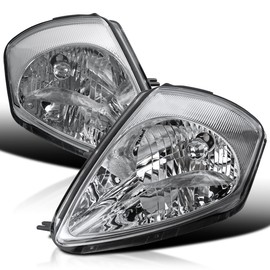 Spec-D Tuning Jdm Chrome Clear Headlights Compatible with 2000-2005 Mitsubishi Eclipse L+R Pair Head Light Lamp Assembly
