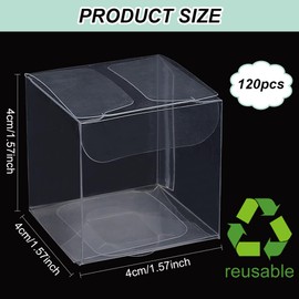 BENECREAT Pack of 120 Transparent Plastic Gift Boxes, 4 x 4 x 4 cm, Gift Packaging for Wedding Party, Valentine's Day Gift Packaging