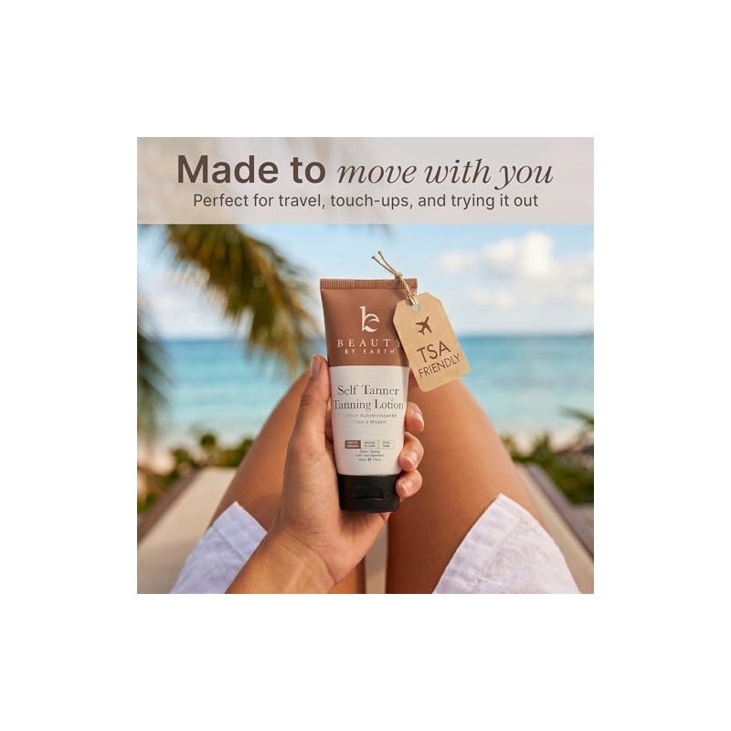Beauty by Earth- Loción autobronceadora bronceadora: con ingredientes naturales y