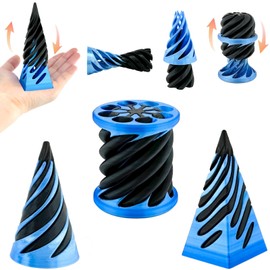 3 Pack Spiral Cone Fidget Toy, Pyramid Passthrough Sculpture, Mini Cones Pass Through Pyramid Fidget Toy for Stress and Anxiety Relaxing (Blue)