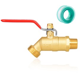 SIGURANTA 1/2" NPT/MIP Brass Male Hose Faucet, Water Spigot with 3/4" Male GHT Thread, Heavy-Duty Outdoor Hose Full-Flow Valve Outdoor Faucet(1/2" NPT Inlet Long Handle)