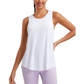 RUNNING GIRL Women's Sleeveless Workout Tops Breathable Lightweight Active Tennis Yoga Shirts Athletic Running Tank Tops for Women(3076_White_S)