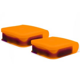 Silipint: Silicone Go Go Bowls: 2pk Sandwich Size: Sun Storm - Microwavable, Attached Lid, Lunches, Travel, & Camping, Sustainable