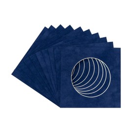 5x5 Mat For 7x7 Frame - Precut Navy Suede Circle Shaped Photo Mat Board Opening - Acid Free Matte to Protect Your Pictures - Bevel Cut for Family Photos, Pack of 10 Matboards