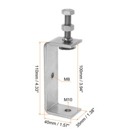 sourcing map 2Pcs Stainless Steel C Clamps 100mm Wide Jaw Opening Small Metal U Clamp for Woodworking Welding Building Household Mounting