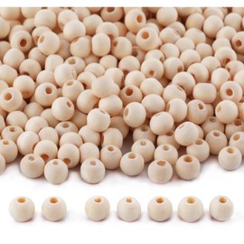 Pack of 1000 x 6 mm Natural Wooden Beads, Untreated Wooden Balls, Round Wooden Beads, Mini Spacer Beads with Hole 2 mm for Crafts, Threading, DIY Jewellery, Bracelet, Necklace, etc.
