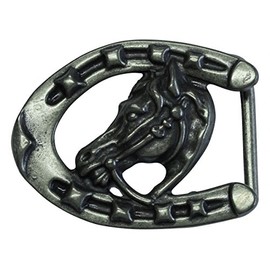 BELTINGER Belt Buckle Horse Head with Horseshoe 4.0 cm Buckle Interchangeable Buckle Belt Buckle Riding Accessories 40 mm Solid for Riding Outfit, Antique silver