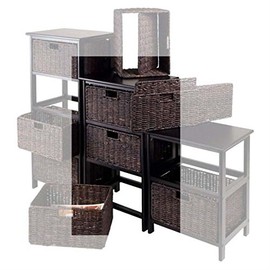 Casafoyer Wood Omaha Storage Rack | 2 Baskets | Black Finish | Sturdy Shelves | Easy Assembly