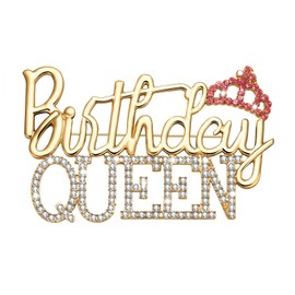 Birthday Queen Brooch Pin Princess Queen Crown Pins for Women Sparkly Rhinestone Lapel Pin Happy Birthday Accessories for Wedding Birthday Party Decorations (Birthday-Queen)