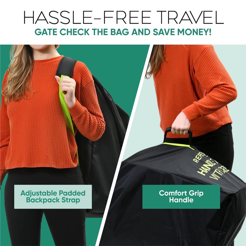 reperkid Car Seat Travel Bag for Airplane, Black and Green,