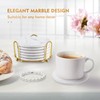 White Coasters,Geichan Coasters Set of 6, Ceramic Marble Coaster with