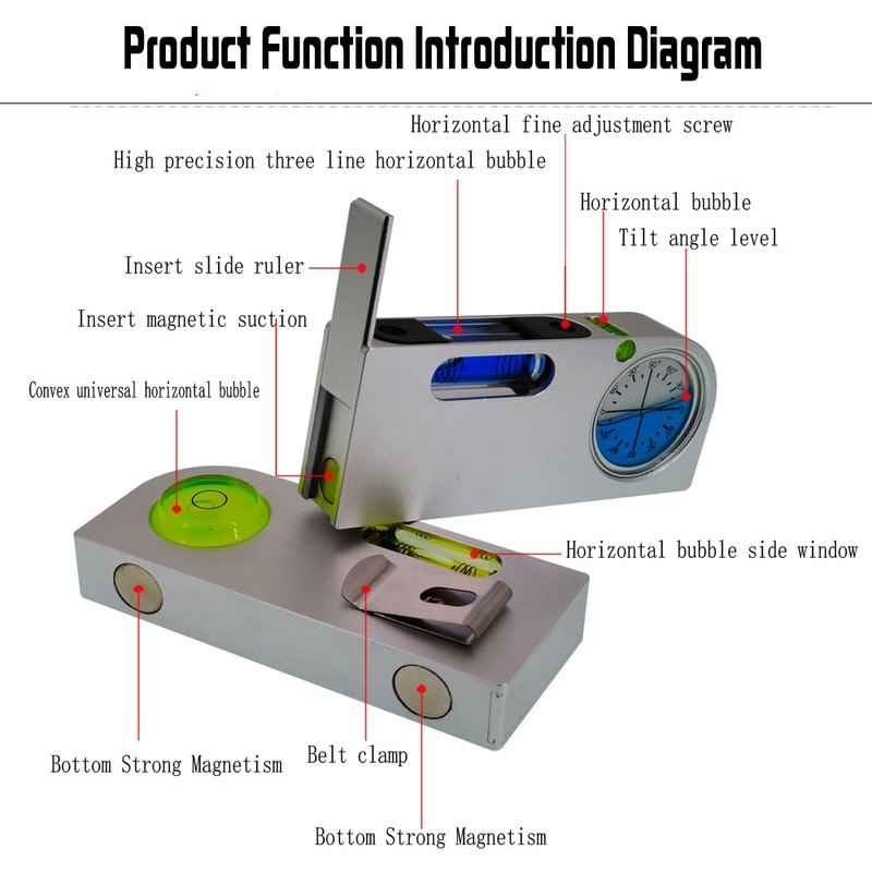 Multi Angle Measuring Scale with Magnetic Solid Aluminum Alloy Mini