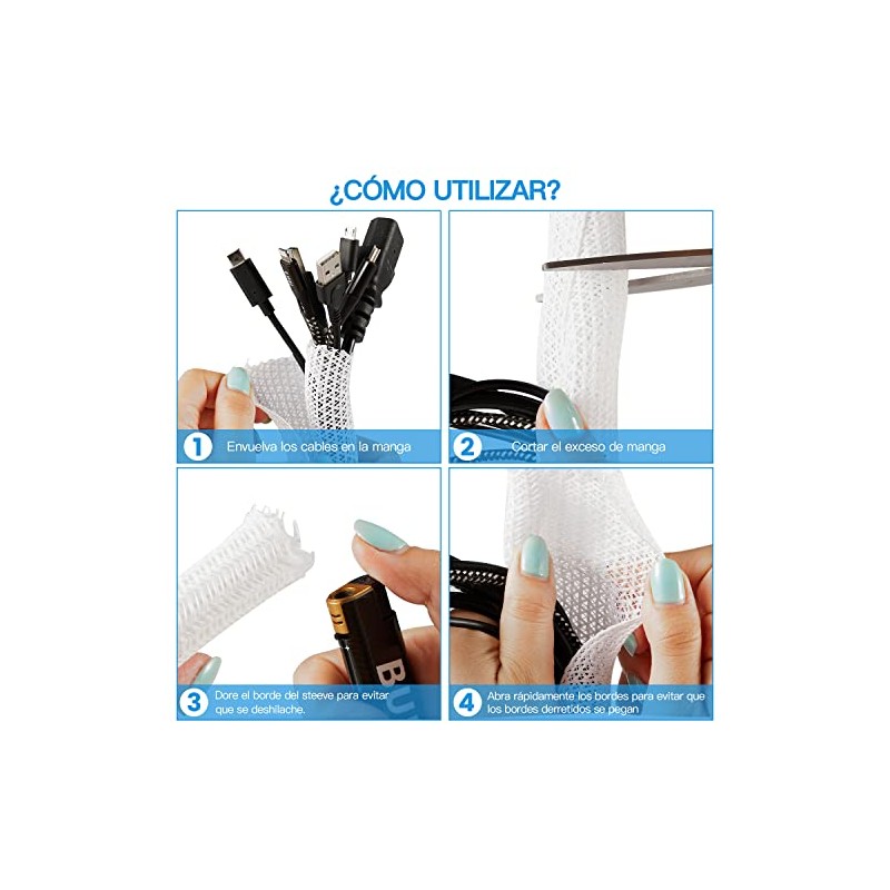 Organizador de Cables, Manguitos de Cable Cubre Cables Protector para