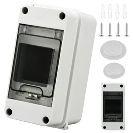 Surface-Mounted Distribution Box, IP65 Waterproof Fuse Box, Surface-Mounted, with Door, 1 Row, for 3 Modules, Surface-Mounted Distributor, for Garden or Outdoor Use, Complies with Wet Room Standard