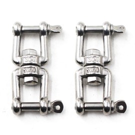 Flomore M8 Swivel Double Shackle 304 Stainless Steel Boat Anchor Chain Connectors (Pack of 2)