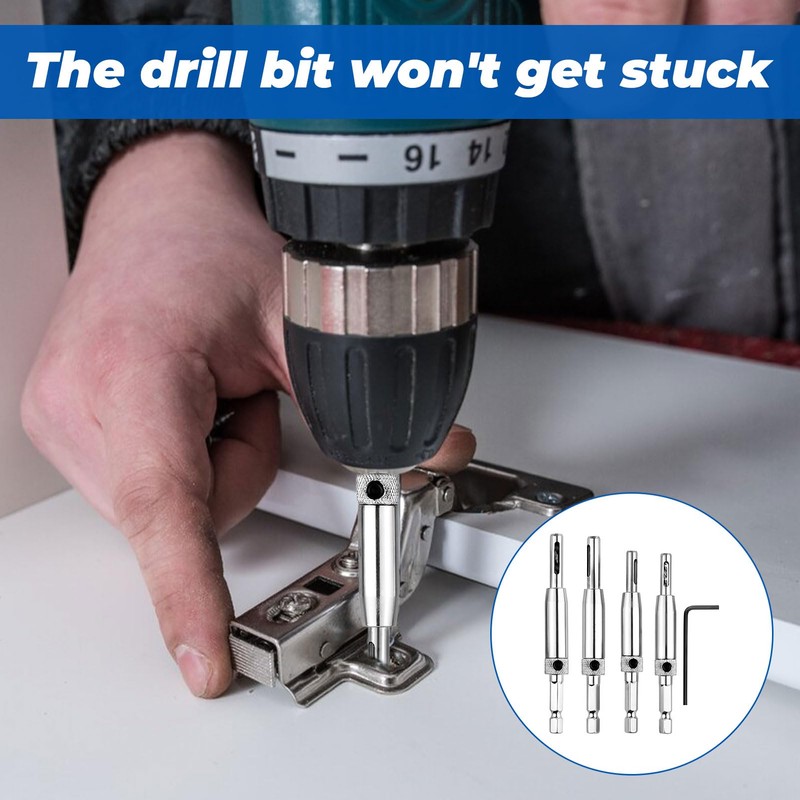 Hinge Drill Bit Self Centring,4 PCS Self Centering Drill Bit,Centre