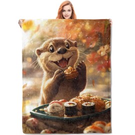 VANZEV Sushi Otter Blanket, Soft Warm Lightweight Throw Blankets for Bed, Couch, Home, Travel - Otter Decor 50" x 60"