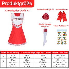 Cheerleader Costume Women for Adults, Cheerleading Outfit, Cheerleading Outfit, High School Musical Cheerleader Costume, Cheerleader Pompoms for Fancy Dress, Carnival, Party, Cosplay, Fancy Dress,