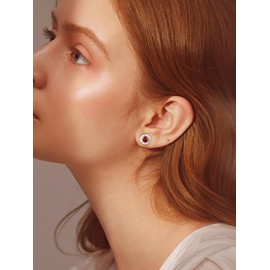 Roman Numerals Round Stud Earrings with Simulated Peridot Stainless Steel Earrings for Women Men Dot Earrings Hypoallergenic