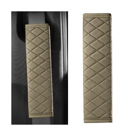 Mandark 2PCS Car Seat Belt Cover, Breathable Leather Vehicle Safety Seatbelt Shoulder Strap Pads, Soft Comfortable Auto Harness Shoulder Neck Protection Cushion, Universal for Most Cars (Beige)