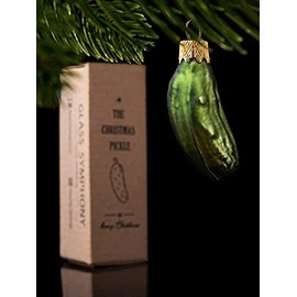 GREEN SPARKLE PICKLE Blown Glass Christmas Glass Christmas Pickle small
