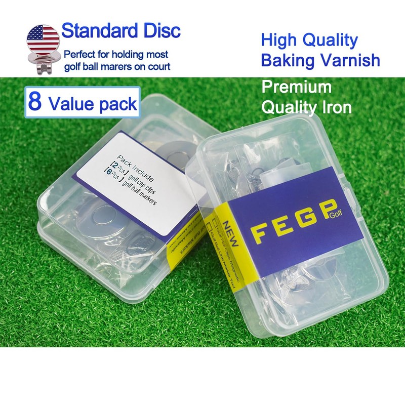 8 Pack Golf Ball Markers with Magnetic Hat Clips Value