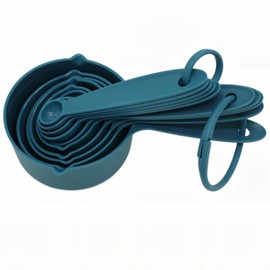 Smithcraft Measuring Cups and Spoons, 10 Piece Measuring Cup Spoon Set, Plastic Measuring Cups and Spoons Set for Baking & Kitchen, 5 Dry Measure Cups & 5 Measurement Spoons Set for Cooking Color Blue