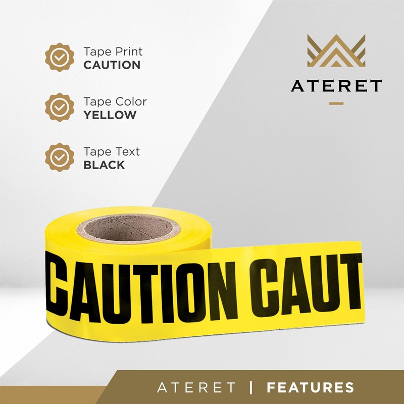 ATERET Premium Yellow Caution Tape I 3 inch x 1000