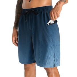 APTRO Men's Swim Trunks with Compression Liner Bathing Suit Quick Dry Swim Shorts MP351 L Gradient Blue