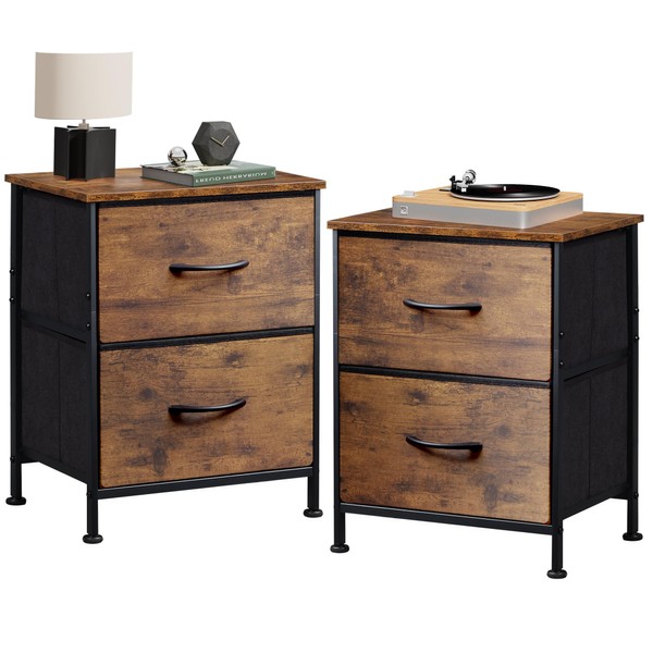WLIVE Nightstand Set of 2, 2 Drawer Dresser for Bedroom,
