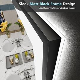 AWANDEE 40x24 Black Framed LED Bathroom Mirror with Lights, Backlit + Front Lit, Anti-Fog Lighted Vanity Mirror for Bathroom Wall with 3 Colors, Dimmable, Memory, Tempered Glass, Horizontal/Vertical