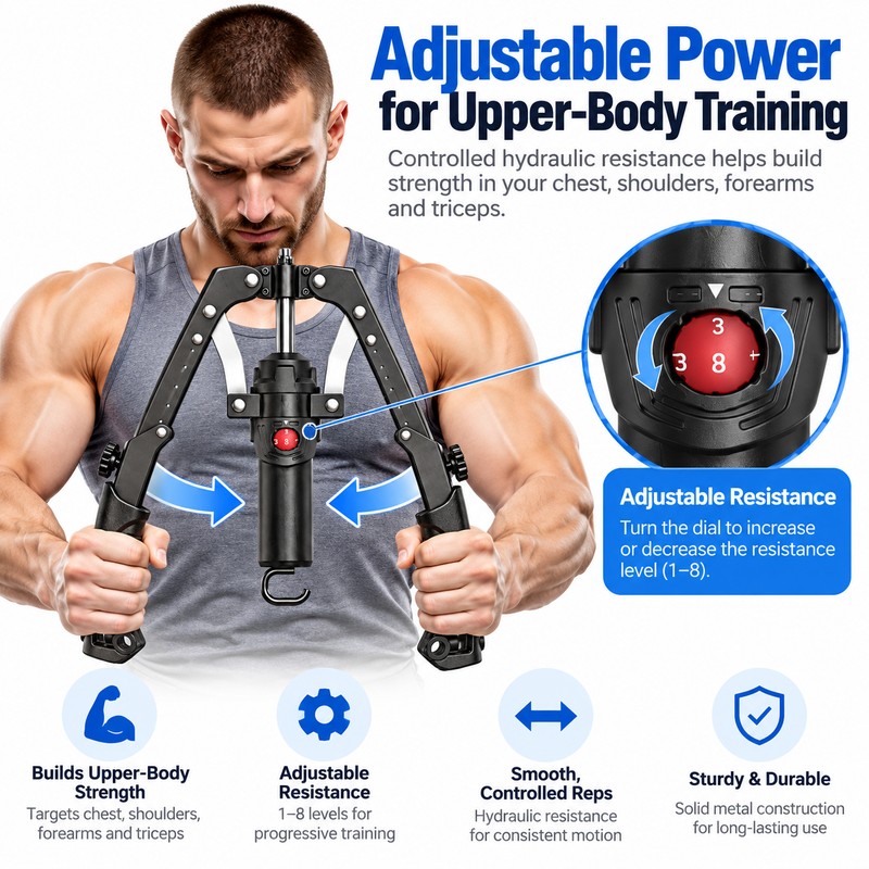 3-in-1 Hydraulic Arm & Chest Trainer – Adjustable Power Twister