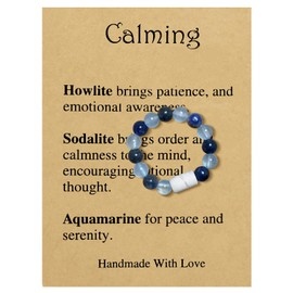 yfstyle Healing Crystal Ring Spiritual Stretch Crystal Rings for Women Men Natural Stone Anxiety Rings Empath Protection Ring Natural Gemstones Rings Jewelry Gifts Calming Ring