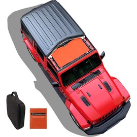 Shadeidea Sun Shade for Jeep Wrangler JL Unlimited (2018-2023) 2 Door and 4 Door Front-Orange Mesh Screen Sunshade JLU SAHARA RUBICON SPORT S Top Cover UV Blocker with Grab Bag - 10 Year Warranty