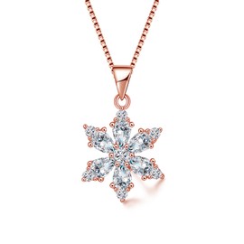 Glintara Women's Silver Christmas Jewellery Set, 925 Sterling Silver Snowflake Necklace & Stud Earrings Set, 45 cm Silver Chain with Snowflake Pendant & Silver Snowflake Stud Earrings with Zirconia,