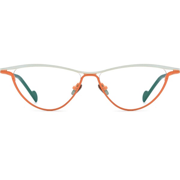 FONEX Colorido marco de titanio puro para mujer, anteojos ópticas retro clásico F85748, F85748 Blanco Naranja