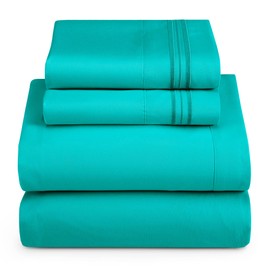 Hearth & Harbor King Size Sheets - 4 Piece Bed Sheet Set, Hotel Luxury Double Brushed Bed Sheets - Extra Soft Bedding Sheets & Pillowcases, King, Teal
