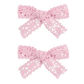 lace Hollow Hair handmade bows for Toddler Girls,Baby Hair Clips.Headdress Hair Accessories.(FJ39-Pink)
