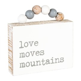 Collins Painting Weathered Beaded Wood Box Sign (Love Moves Mountains)