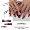 24Pcs Cherry Red False Nails - Almond Press on Nails