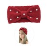 COLLBATH Knit Woolen Pearl Bowknot Headband for Women Winter Crochet
