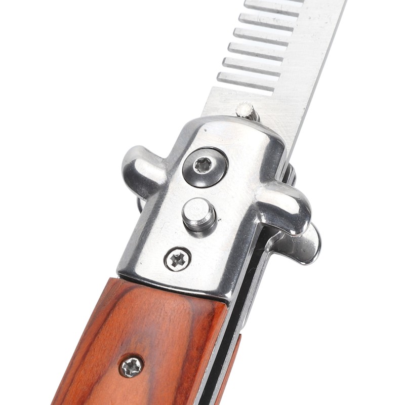 Switchblade Oil Hair Comb Stainless Steel Portable Automatic Spring Folding