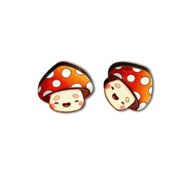 Cute Mushroom Earrings Kawaii Jewelry Hypoallergenic Studs
