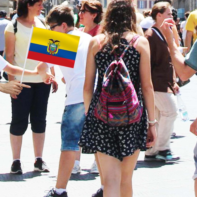 25 Pack Ecuador Handheld Small Flag,Mini Ecuadorians Hand Held Miniature