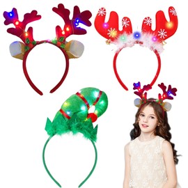 Pack of 3 Christmas Tree Headbands, Elf Hat, Headband, Christmas Headband, Elk Antlers, Suitable for Decoration of Christmas Parties, Cosplay Headband Props